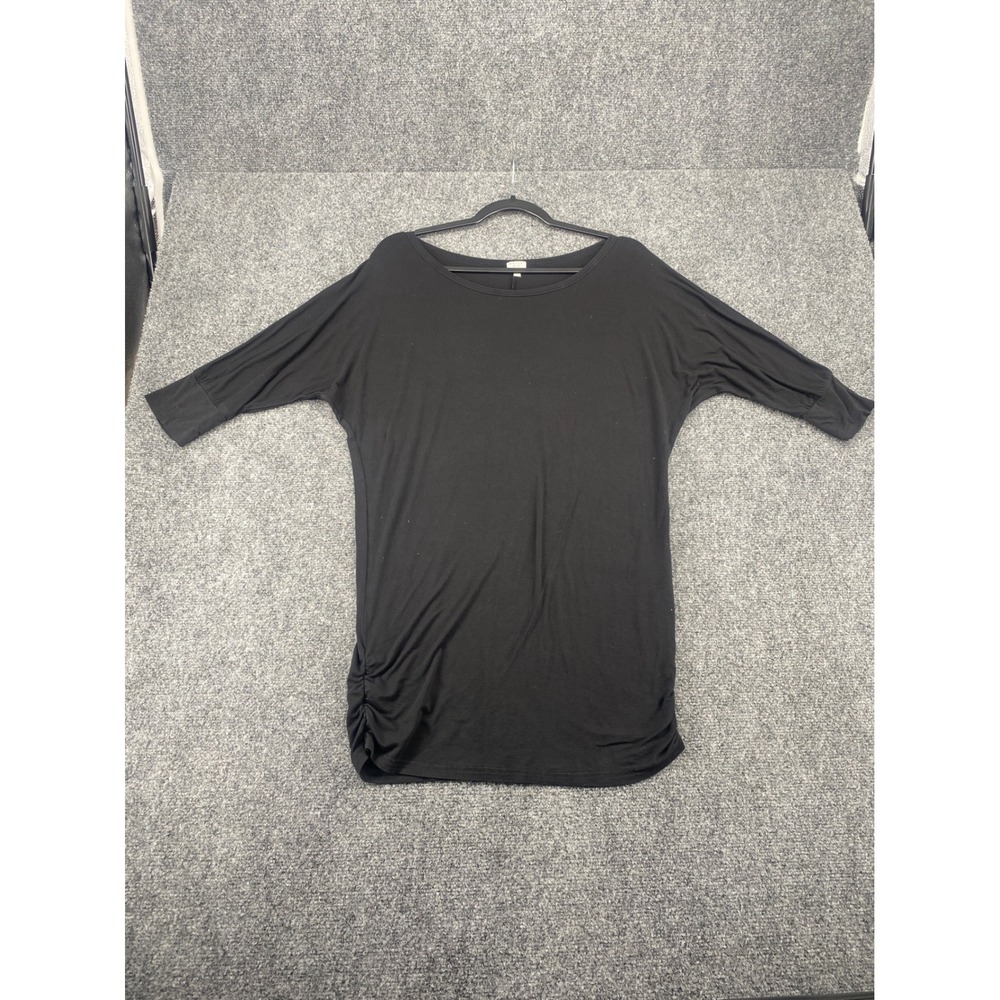 Match Argus Black Dolman Sleeve Ruched Tunic Top Womens Size M Solid Jersey Knit